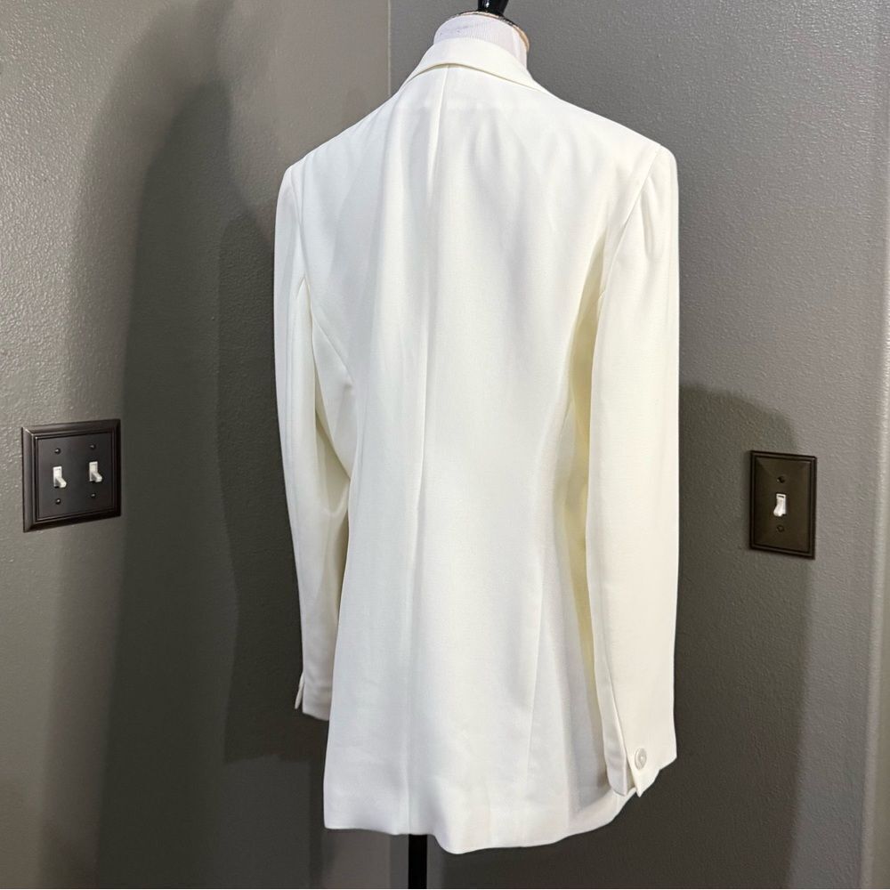 Vintage Jones wear Cream Crepe Single Button Blazer Jacket - Picture 8 of 11